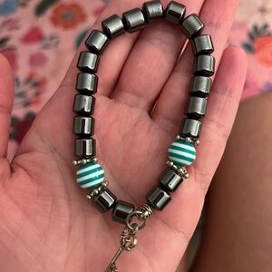 Elegant Black/grey and Teal Beaded Bracelet